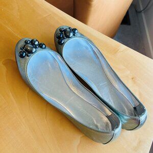 Prized Sigerson Morrison metallic green jeweled flats